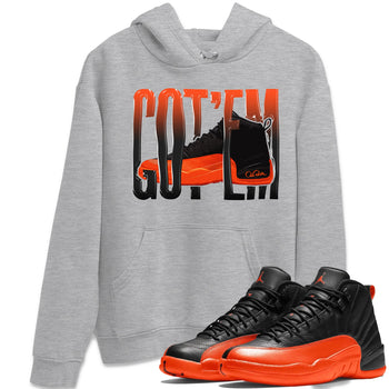 Air Jordan 12 Brilliant Orange Sneaker Match Tees Wiggling Gotem Sneaker Tees AJ12 Brilliant Orange Sneaker Release Tees Unisex Shirts Heather Grey 1