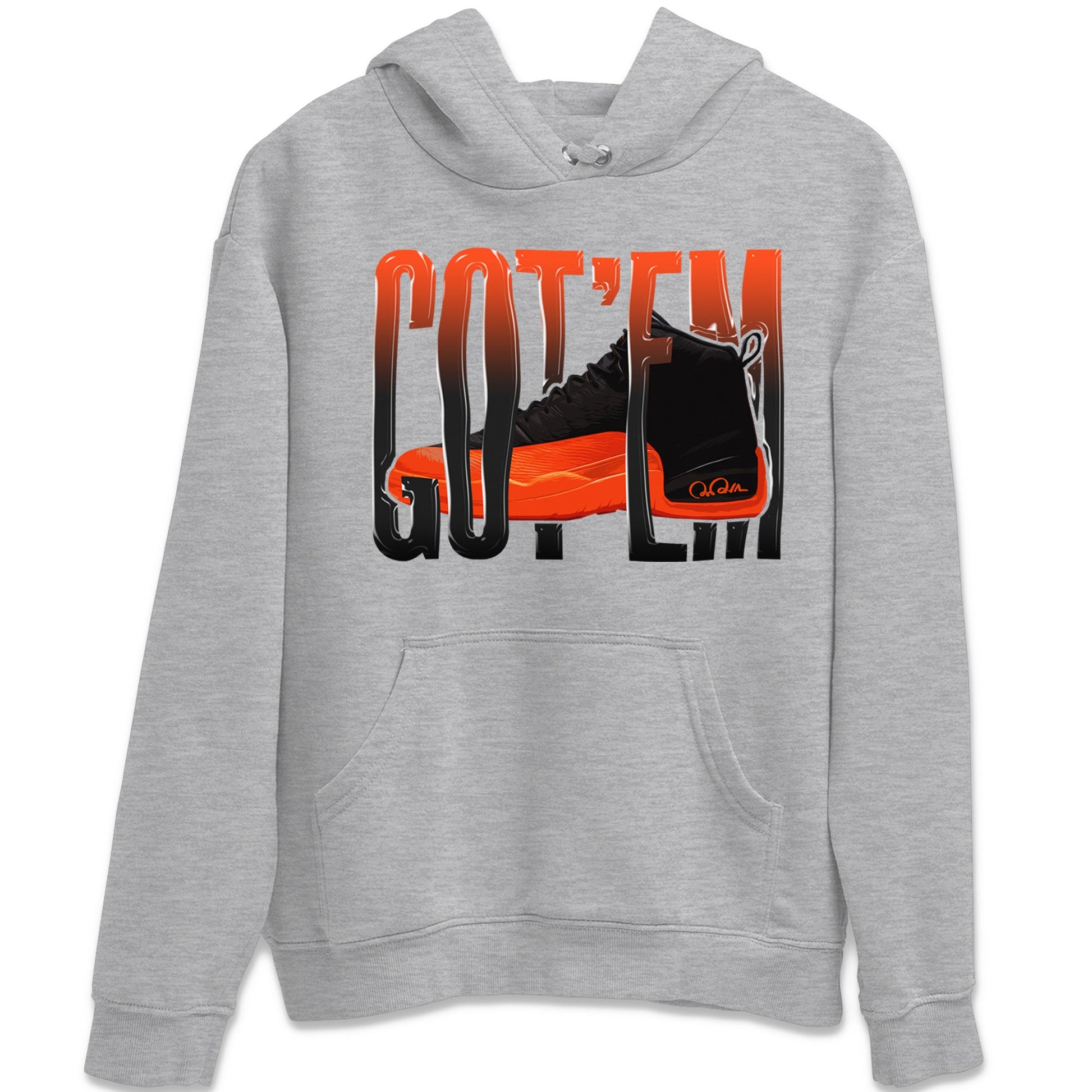 Air Jordan 12 Brilliant Orange Sneaker Match Tees Wiggling Gotem Sneaker Tees AJ12 Brilliant Orange Sneaker Release Tees Unisex Shirts Heather Grey 2