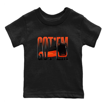 Air Jordan 12 Brilliant Orange Sneaker Match Tees Wiggling Gotem Sneaker Tees AJ12 Brilliant Orange Sneaker Release Tees Kids Shirts Black 2