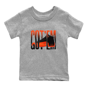 Air Jordan 12 Brilliant Orange Sneaker Match Tees Wiggling Gotem Sneaker Tees AJ12 Brilliant Orange Sneaker Release Tees Kids Shirts Heather Grey 2