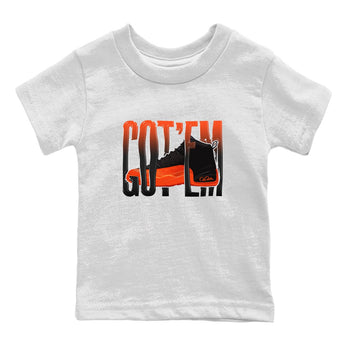 Air Jordan 12 Brilliant Orange Sneaker Match Tees Wiggling Gotem Sneaker Tees AJ12 Brilliant Orange Sneaker Release Tees Kids Shirts White 2