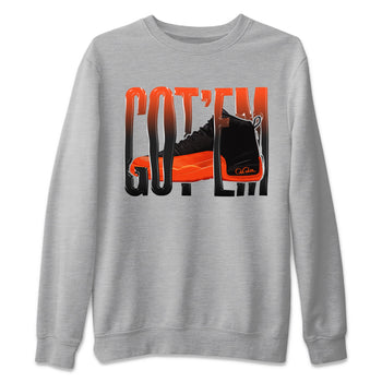 Air Jordan 12 Brilliant Orange Sneaker Match Tees Wiggling Gotem Sneaker Tees AJ12 Brilliant Orange Sneaker Release Tees Unisex Shirts Heather Grey 2