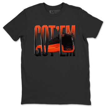 Air Jordan 12 Brilliant Orange Sneaker Match Tees Wiggling Gotem Sneaker Tees AJ12 Brilliant Orange Sneaker Release Tees Unisex Shirts Black 2