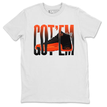 Air Jordan 12 Brilliant Orange Sneaker Match Tees Wiggling Gotem Sneaker Tees AJ12 Brilliant Orange Sneaker Release Tees Unisex Shirts White 2