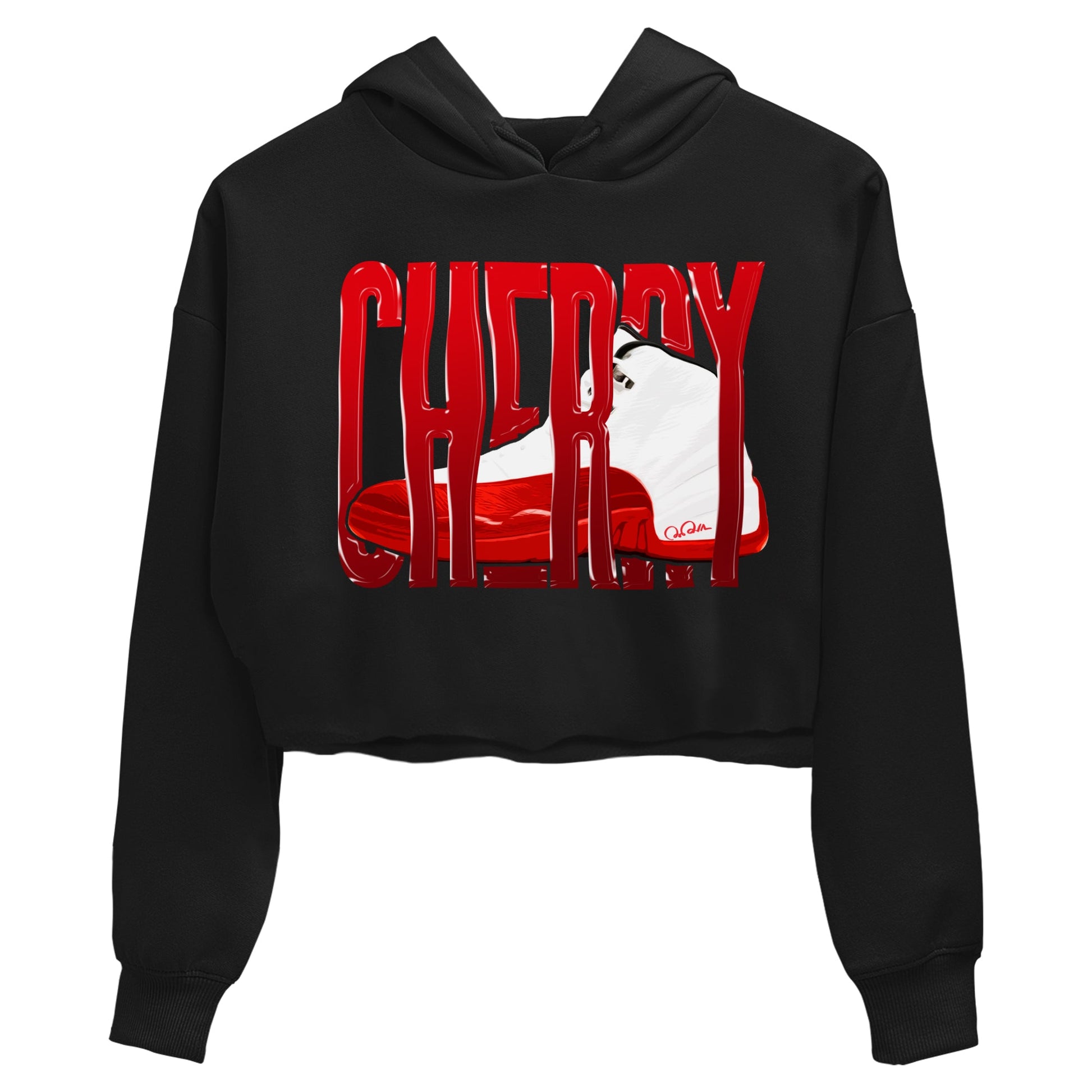 Air Jordan 12 Cherry Sneaker Match Tees Wiggling Gotem Sneaker Tees AJ12 Cherry Sneaker Release Tees Women's Shirts Black 2
