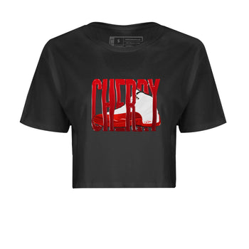 Air Jordan 12 Cherry Sneaker Match Tees Wiggling Gotem Sneaker Tees AJ12 Cherry Sneaker Release Tees Women's Shirts Black 2
