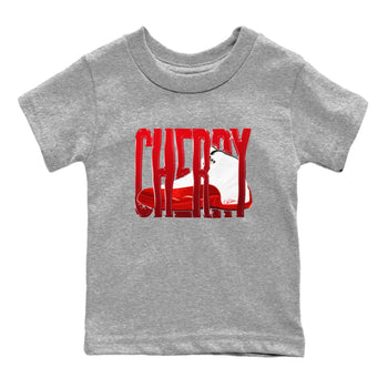 Air Jordan 12 Cherry Sneaker Match Tees Wiggling Gotem Sneaker Tees AJ12 Cherry Sneaker Release Tees Kids Shirts Heather Grey 2