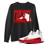 Air Jordan 12 Cherry Sneaker Match Tees Wiggling Gotem Sneaker Tees AJ12 Cherry Sneaker Release Tees Unisex Shirts Black 1