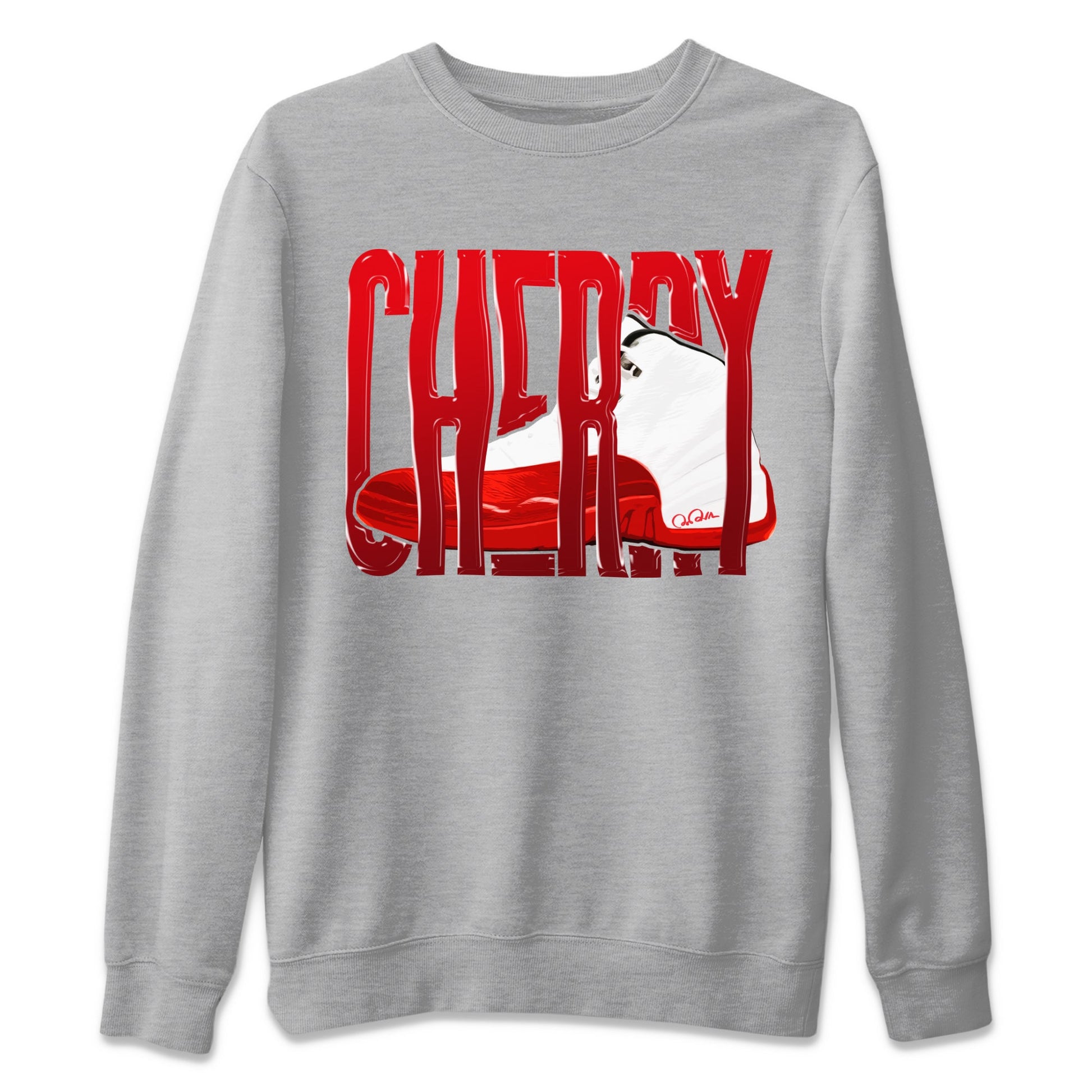 Air Jordan 12 Cherry Sneaker Match Tees Wiggling Gotem Sneaker Tees AJ12 Cherry Sneaker Release Tees Unisex Shirts Heather Grey 2