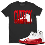 Air Jordan 12 Cherry Sneaker Match Tees Wiggling Gotem Sneaker Tees AJ12 Cherry Sneaker Release Tees Unisex Shirts Black 1