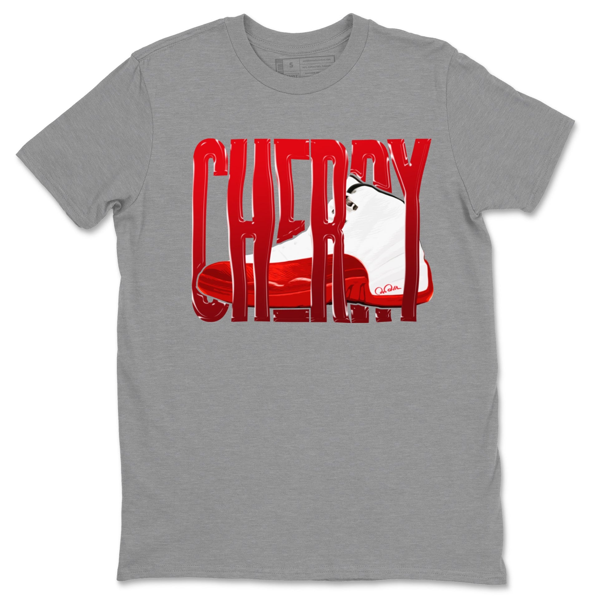 Air Jordan 12 Cherry Sneaker Match Tees Wiggling Gotem Sneaker Tees AJ12 Cherry Sneaker Release Tees Unisex Shirts Heather Grey 2
