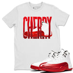 Air Jordan 12 Cherry Sneaker Match Tees Wiggling Gotem Sneaker Tees AJ12 Cherry Sneaker Release Tees Unisex Shirts White 1