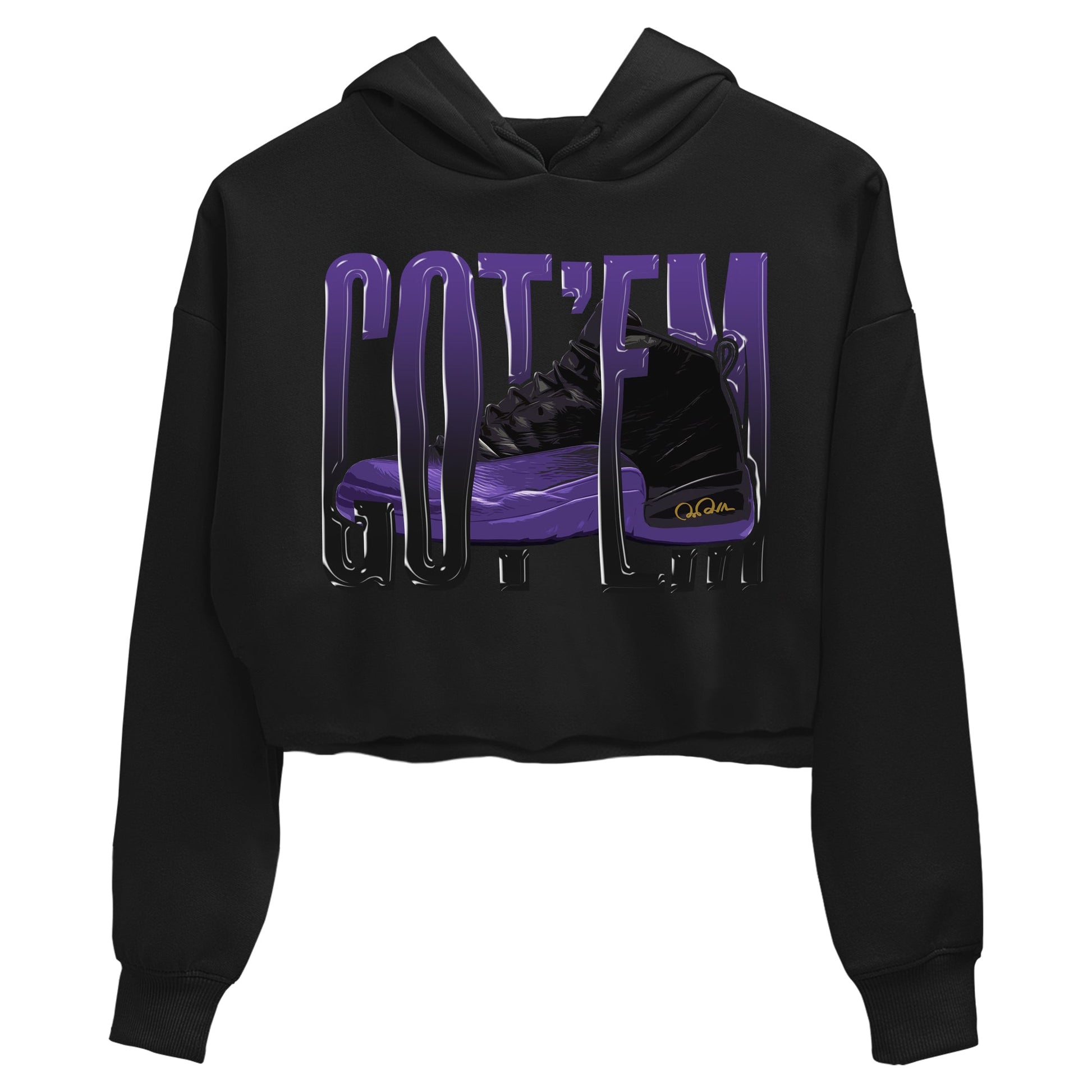 Air Jordan 12 Field Purple Sneaker Match Tees Wiggling Gotem Sneaker Tees AJJordan 12 Lakers Sneaker Release Tees Women's Shirts Black 2