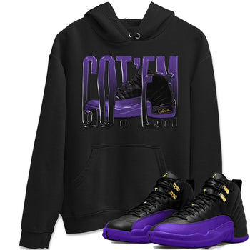 Air Jordan 12 Field Purple Sneaker Match Tees Wiggling Gotem Sneaker Tees AJJordan 12 Lakers Sneaker Release Tees Unisex Shirts Black 1
