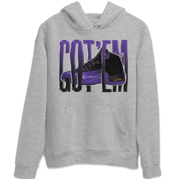 Air Jordan 12 Field Purple Sneaker Match Tees Wiggling Gotem Sneaker Tees AJJordan 12 Lakers Sneaker Release Tees Unisex Shirts Heather Grey 2