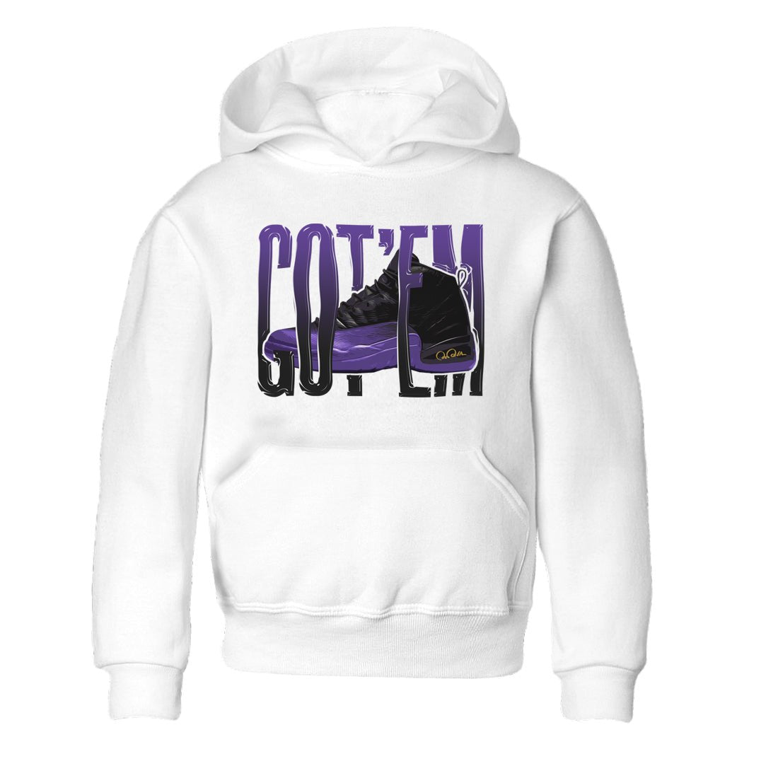 Air Jordan 12 Field Purple Sneaker Match Tees Wiggling Gotem Sneaker Tees AJJordan 12 Lakers Sneaker Release Tees Kids Shirts White 2