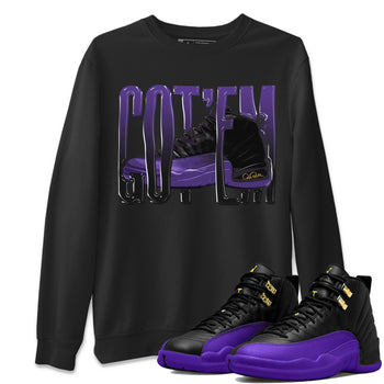 Air Jordan 12 Field Purple Sneaker Match Tees Wiggling Gotem Sneaker Tees AJJordan 12 Lakers Sneaker Release Tees Unisex Shirts Black 1