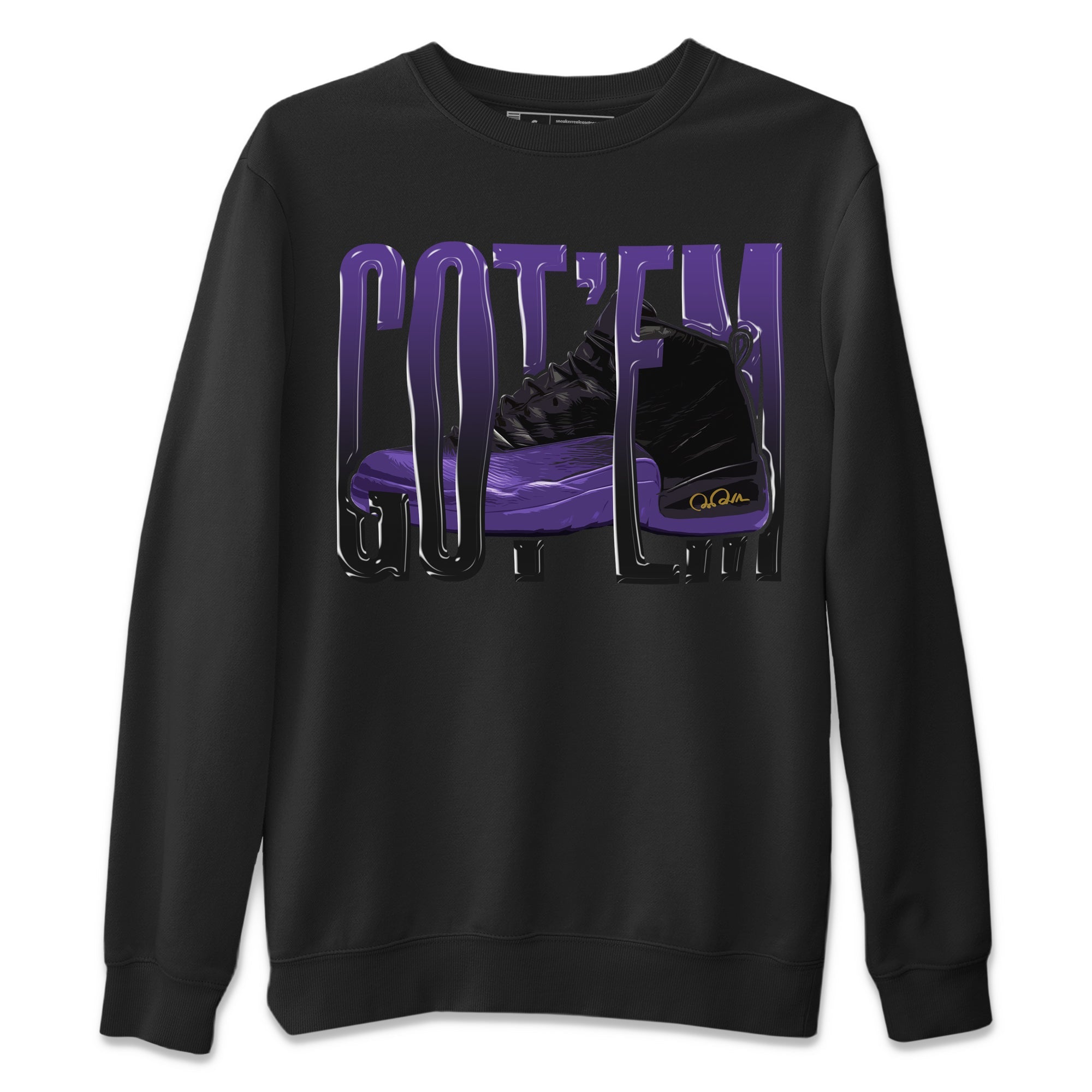 Air Jordan 12 Field Purple Sneaker Match Tees Wiggling Gotem Sneaker Tees AJJordan 12 Lakers Sneaker Release Tees Unisex Shirts Black 2