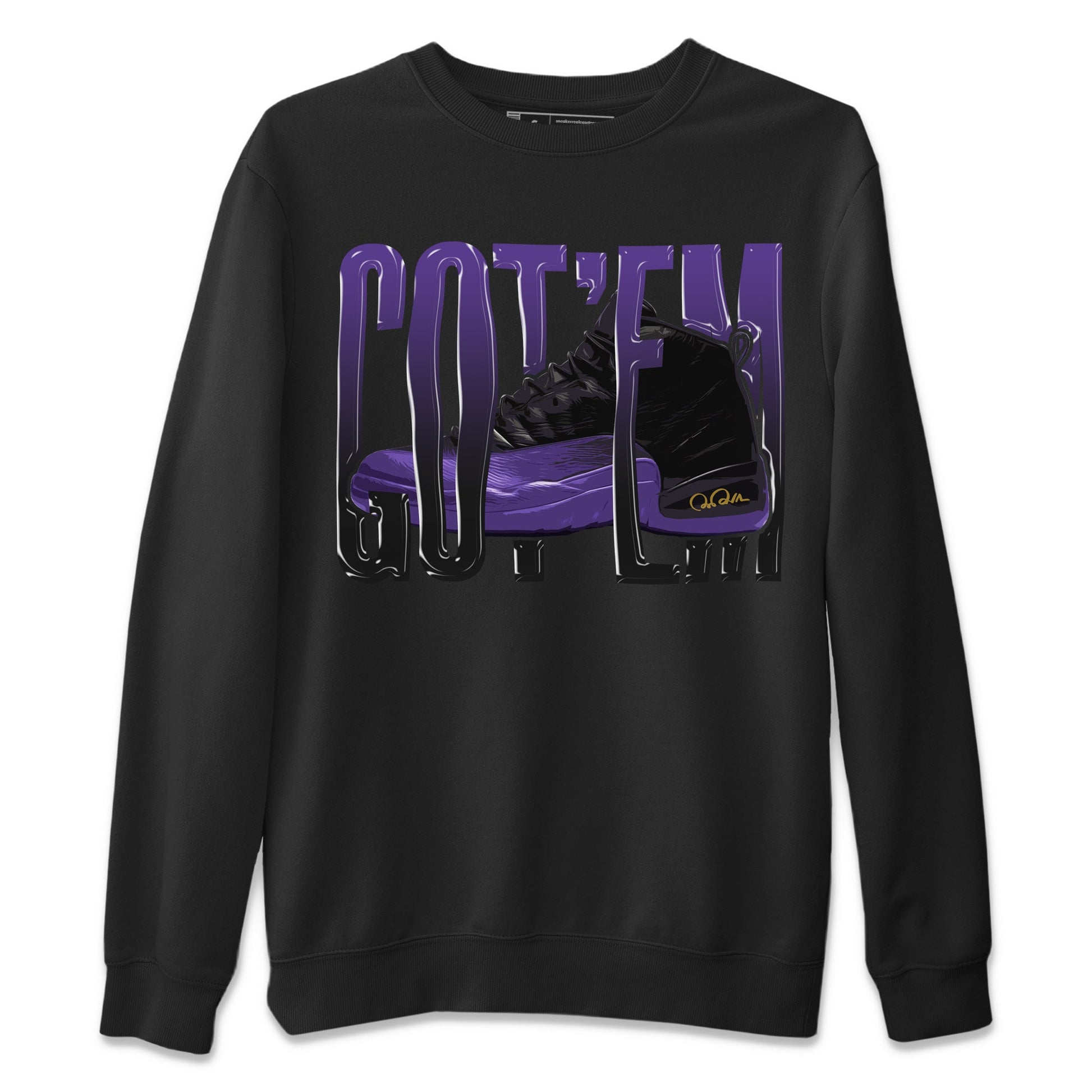 Air Jordan 12 Field Purple Sneaker Match Tees Wiggling Gotem Sneaker Tees AJJordan 12 Lakers Sneaker Release Tees Unisex Shirts Black 2