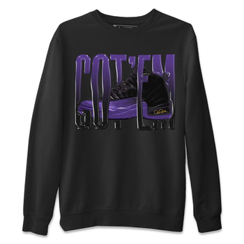 Air Jordan 12 Field Purple Sneaker Match Tees Wiggling Gotem Sneaker Tees AJJordan 12 Lakers Sneaker Release Tees Unisex Shirts Black 2