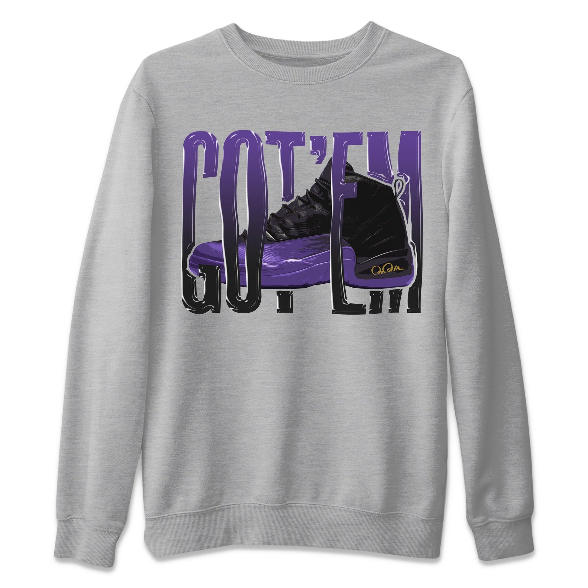 Air Jordan 12 Field Purple Sneaker Match Tees Wiggling Gotem Sneaker Tees AJJordan 12 Lakers Sneaker Release Tees Unisex Shirts Heather Grey 2