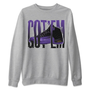 Air Jordan 12 Field Purple Sneaker Match Tees Wiggling Gotem Sneaker Tees AJJordan 12 Lakers Sneaker Release Tees Unisex Shirts Heather Grey 2