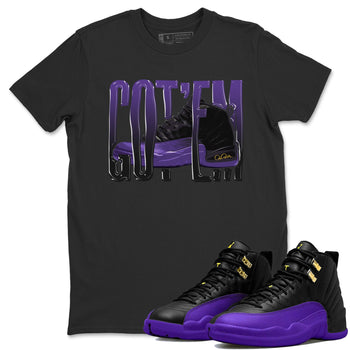 Air Jordan 12 Field Purple Sneaker Match Tees Wiggling Gotem Sneaker Tees AJJordan 12 Lakers Sneaker Release Tees Unisex Shirts Black 1