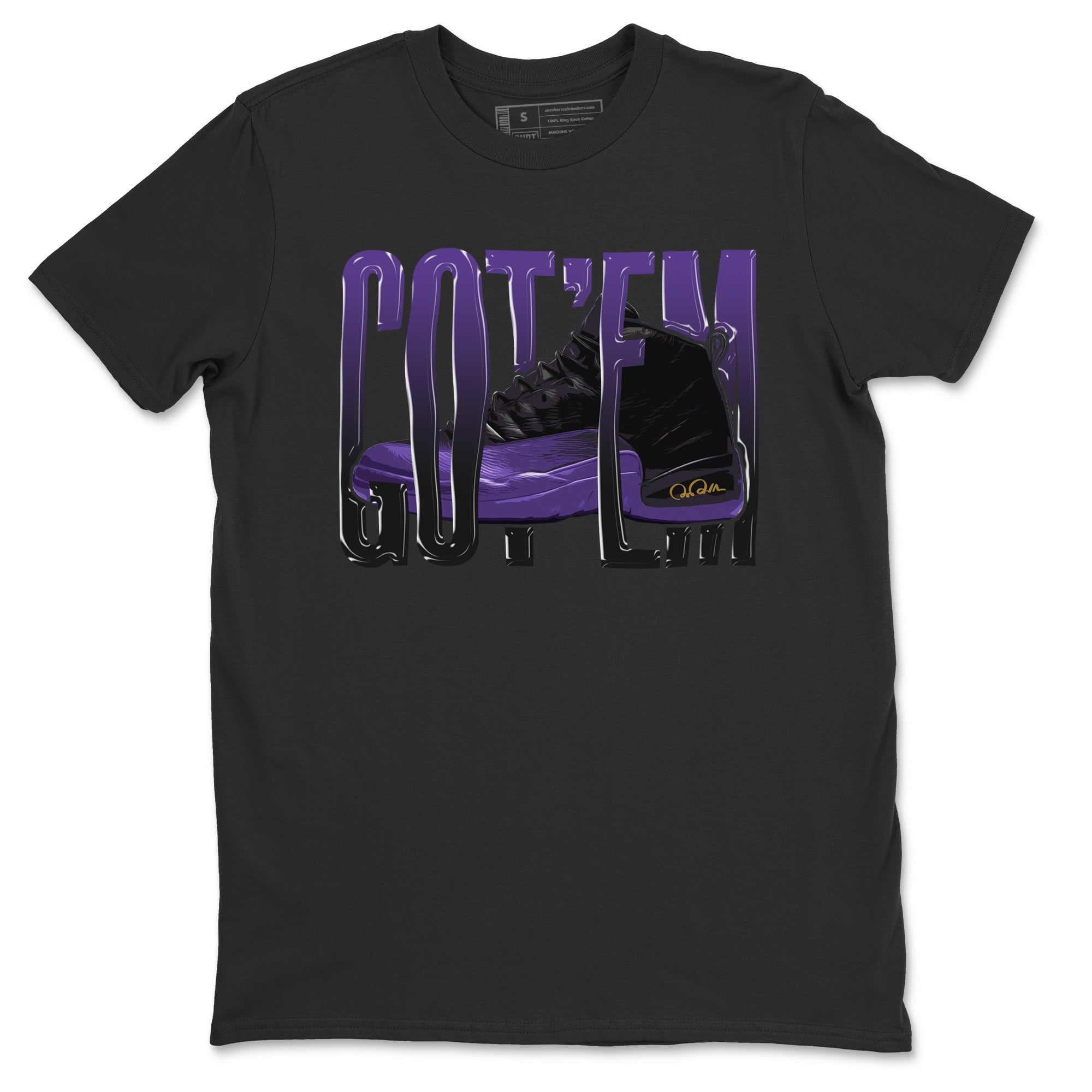 Air Jordan 12 Field Purple Sneaker Match Tees Wiggling Gotem Sneaker Tees AJJordan 12 Lakers Sneaker Release Tees Unisex Shirts Black 2