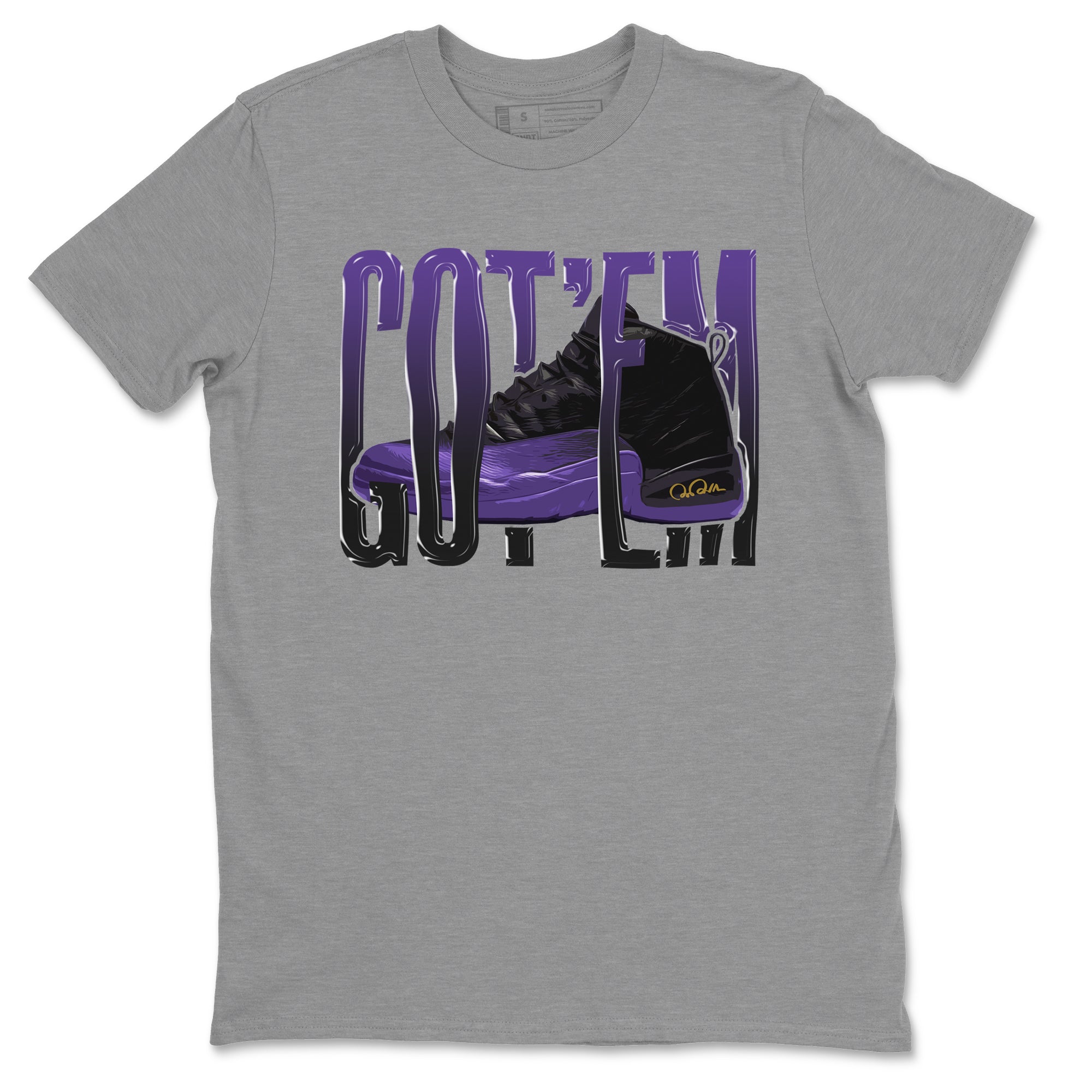 Air Jordan 12 Field Purple Sneaker Match Tees Wiggling Gotem Sneaker Tees AJJordan 12 Lakers Sneaker Release Tees Unisex Shirts Heather Grey 2