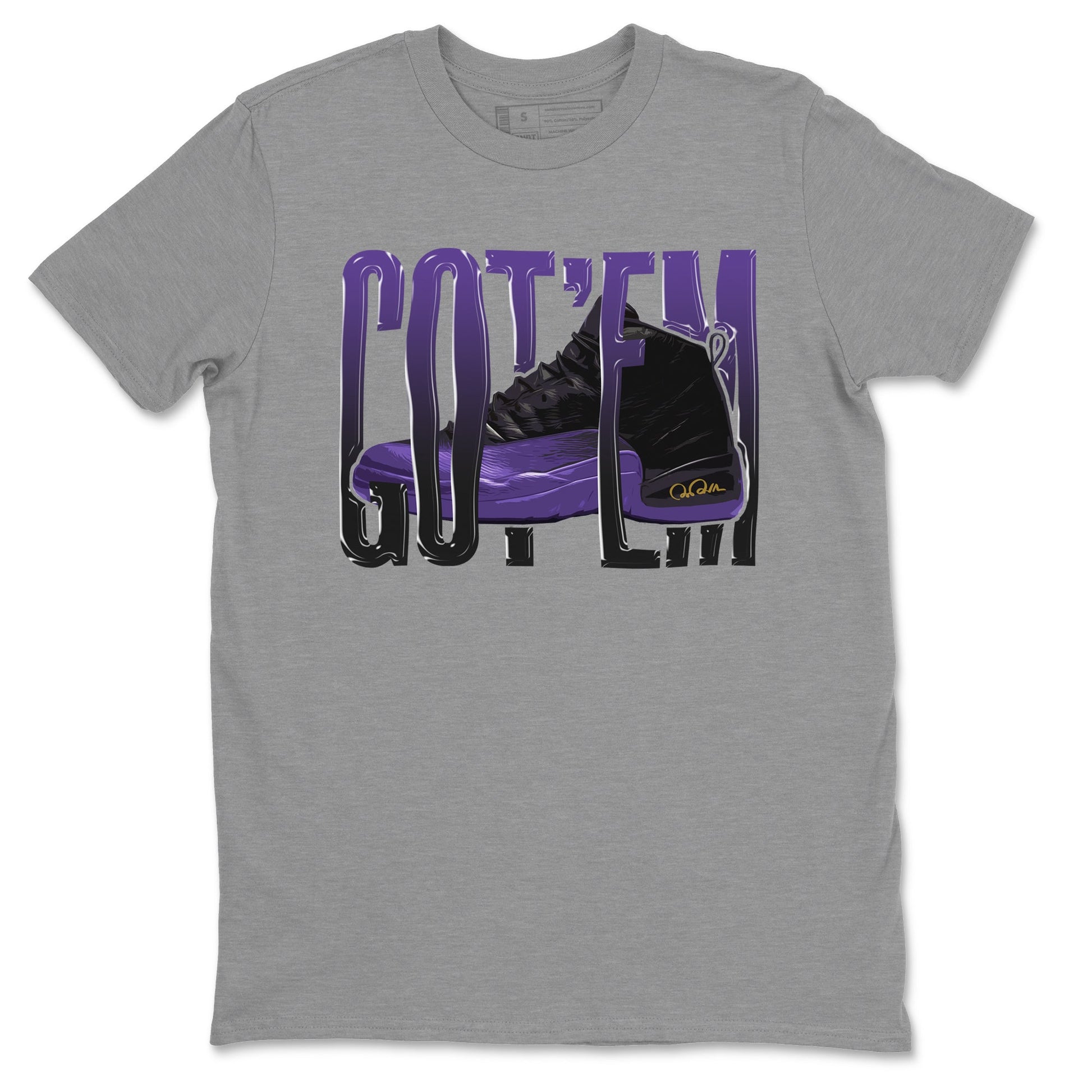 Air Jordan 12 Field Purple Sneaker Match Tees Wiggling Gotem Sneaker Tees AJJordan 12 Lakers Sneaker Release Tees Unisex Shirts Heather Grey 2