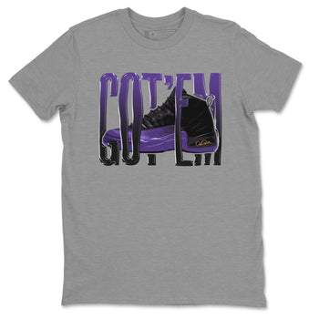 Air Jordan 12 Field Purple Sneaker Match Tees Wiggling Gotem Sneaker Tees AJJordan 12 Lakers Sneaker Release Tees Unisex Shirts Heather Grey 2