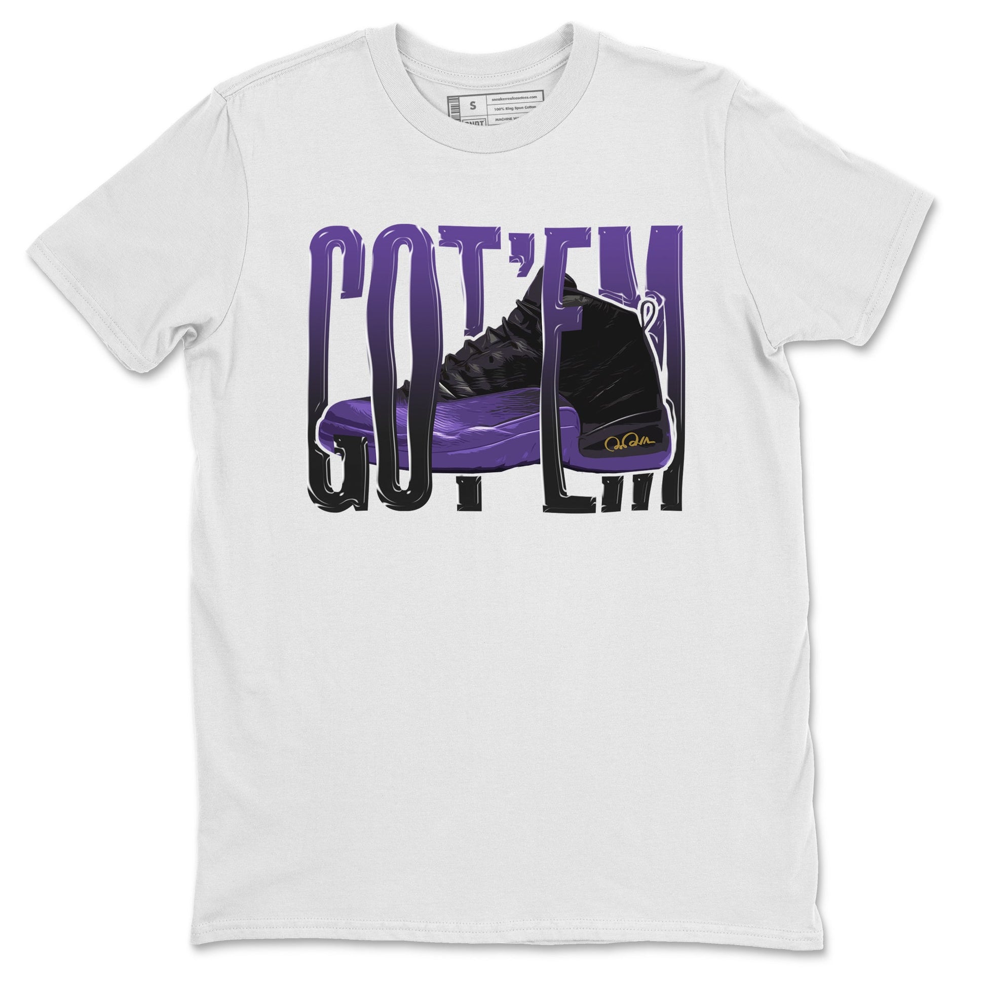 Air Jordan 12 Field Purple Sneaker Match Tees Wiggling Gotem Sneaker Tees AJJordan 12 Lakers Sneaker Release Tees Unisex Shirts White 2