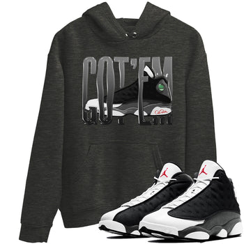 Air Jordan 13 Black Flint Sneaker Match Tees Wiggling Gotem Sneaker Tees AJ13 Retro Black Flint Sneaker Release Tees Unisex Shirts Charcoal Heather 1