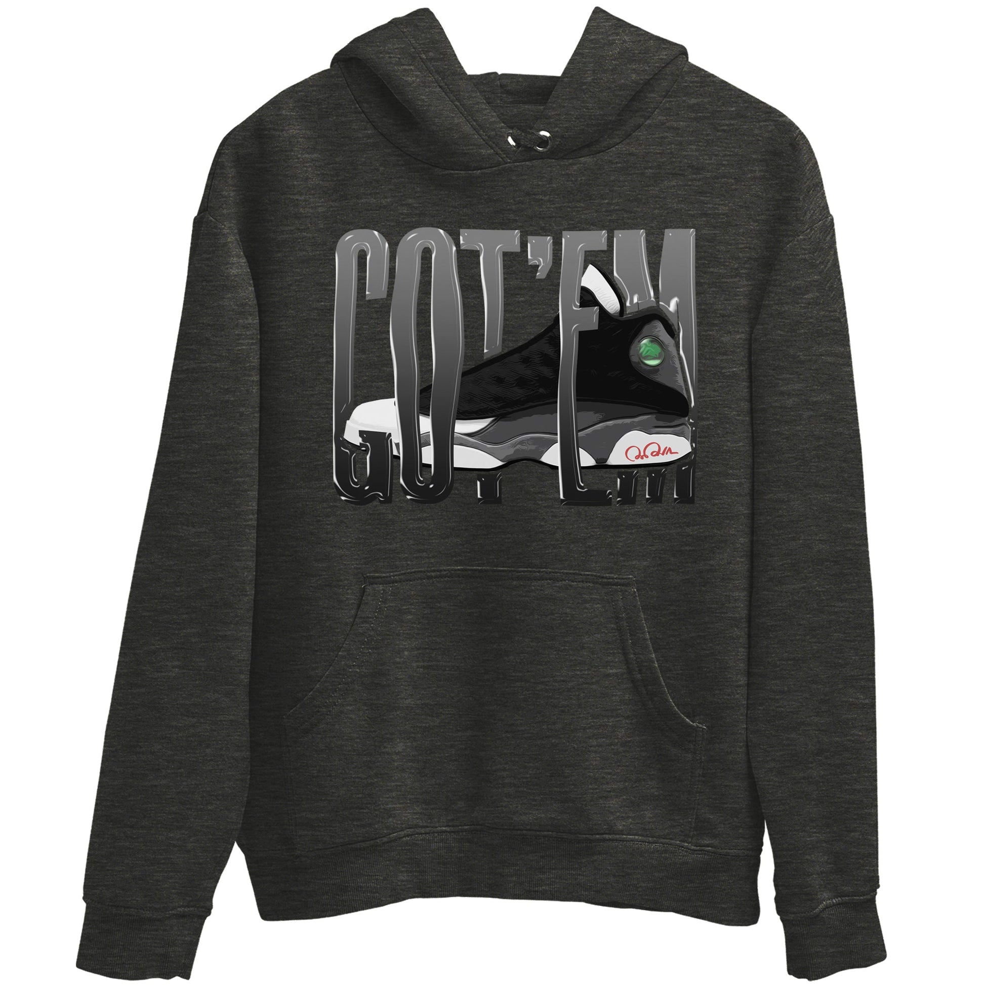 Air Jordan 13 Black Flint Sneaker Match Tees Wiggling Gotem Sneaker Tees AJ13 Retro Black Flint Sneaker Release Tees Unisex Shirts Charcoal Heather 2