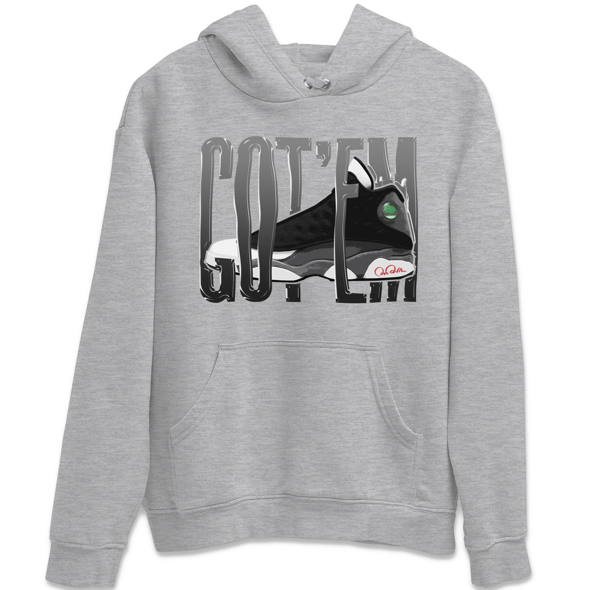 Air Jordan 13 Black Flint Sneaker Match Tees Wiggling Gotem Sneaker Tees AJ13 Retro Black Flint Sneaker Release Tees Unisex Shirts Heather Grey 2