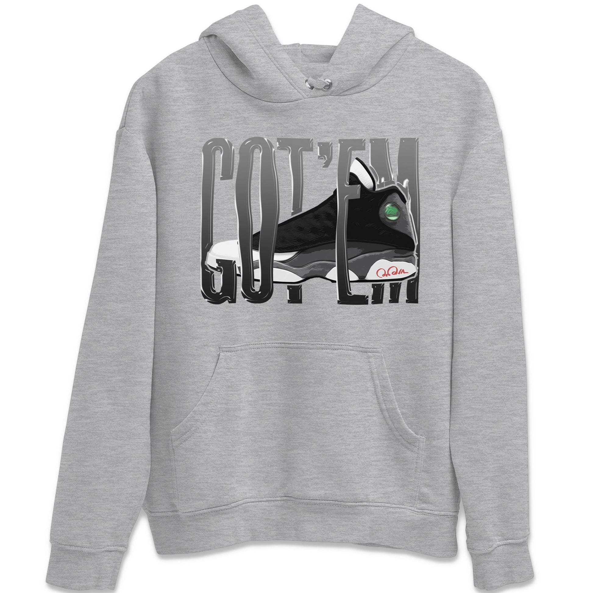 Air Jordan 13 Black Flint Sneaker Match Tees Wiggling Gotem Sneaker Tees AJ13 Retro Black Flint Sneaker Release Tees Unisex Shirts Heather Grey 2
