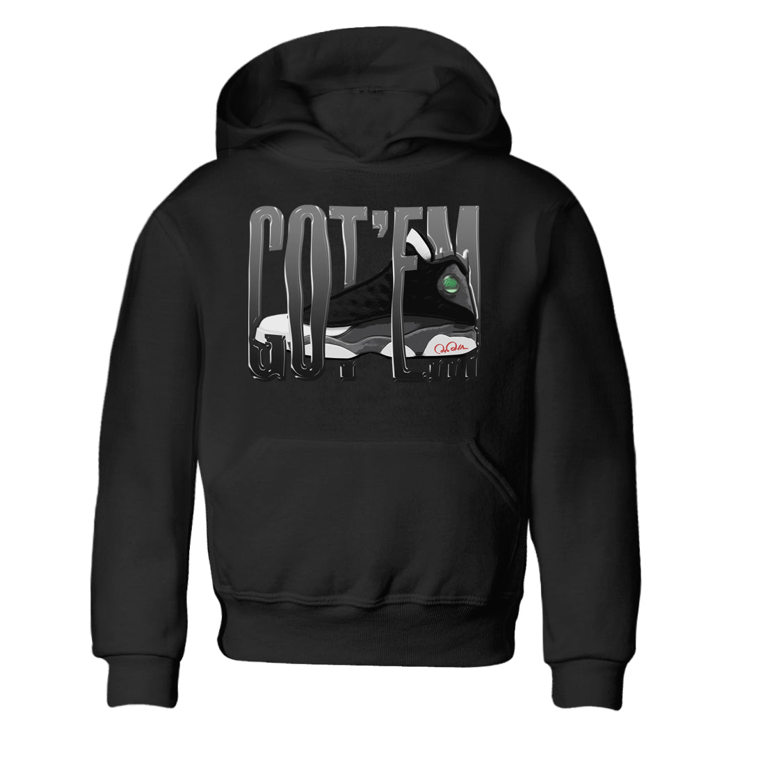 Air Jordan 13 Black Flint Sneaker Match Tees Wiggling Gotem Sneaker Tees AJ13 Retro Black Flint Sneaker Release Tees Kids Shirts Black 2
