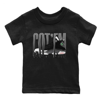 Air Jordan 13 Black Flint Sneaker Match Tees Wiggling Gotem Sneaker Tees AJ13 Retro Black Flint Sneaker Release Tees Kids Shirts Black 2
