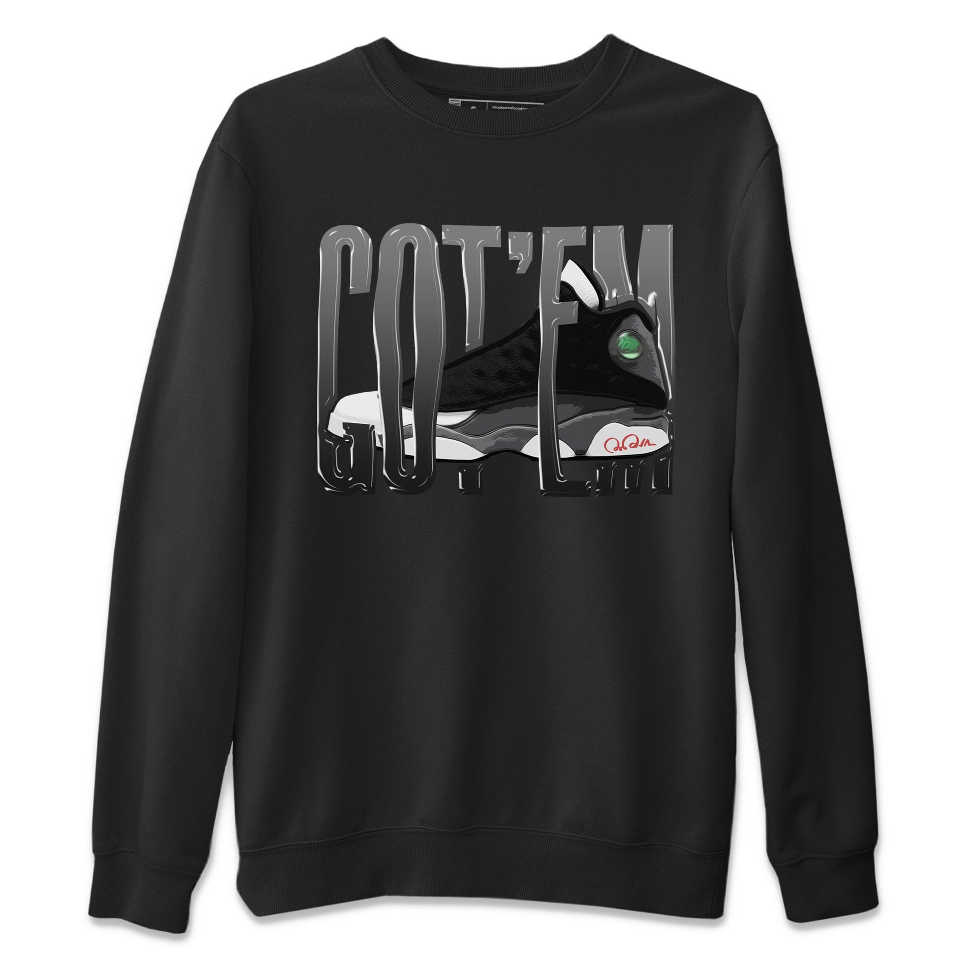 Air Jordan 13 Black Flint Sneaker Match Tees Wiggling Gotem Sneaker Tees AJ13 Retro Black Flint Sneaker Release Tees Unisex Shirts Black 2