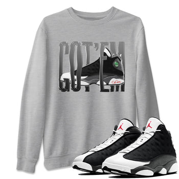 Air Jordan 13 Black Flint Sneaker Match Tees Wiggling Gotem Sneaker Tees AJ13 Retro Black Flint Sneaker Release Tees Unisex Shirts Heather Grey 1