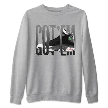 Air Jordan 13 Black Flint Sneaker Match Tees Wiggling Gotem Sneaker Tees AJ13 Retro Black Flint Sneaker Release Tees Unisex Shirts Heather Grey 2