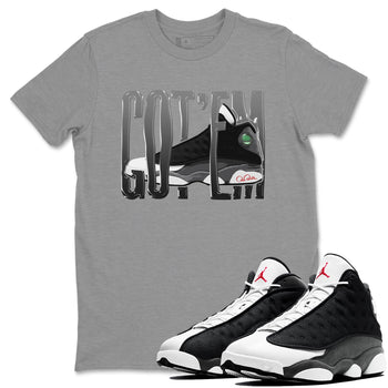 Air Jordan 13 Black Flint Wiggling Gotem Crew Neck Sneaker Tees AJ13 Retro Black Flint Sneaker T-Shirts Size Chart