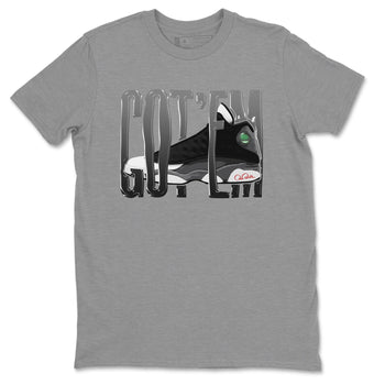Air Jordan 13 Black Flint Sneaker Match Tees Wiggling Gotem Sneaker Tees AJ13 Retro Black Flint Sneaker Release Tees Unisex Shirts Heather Grey 2