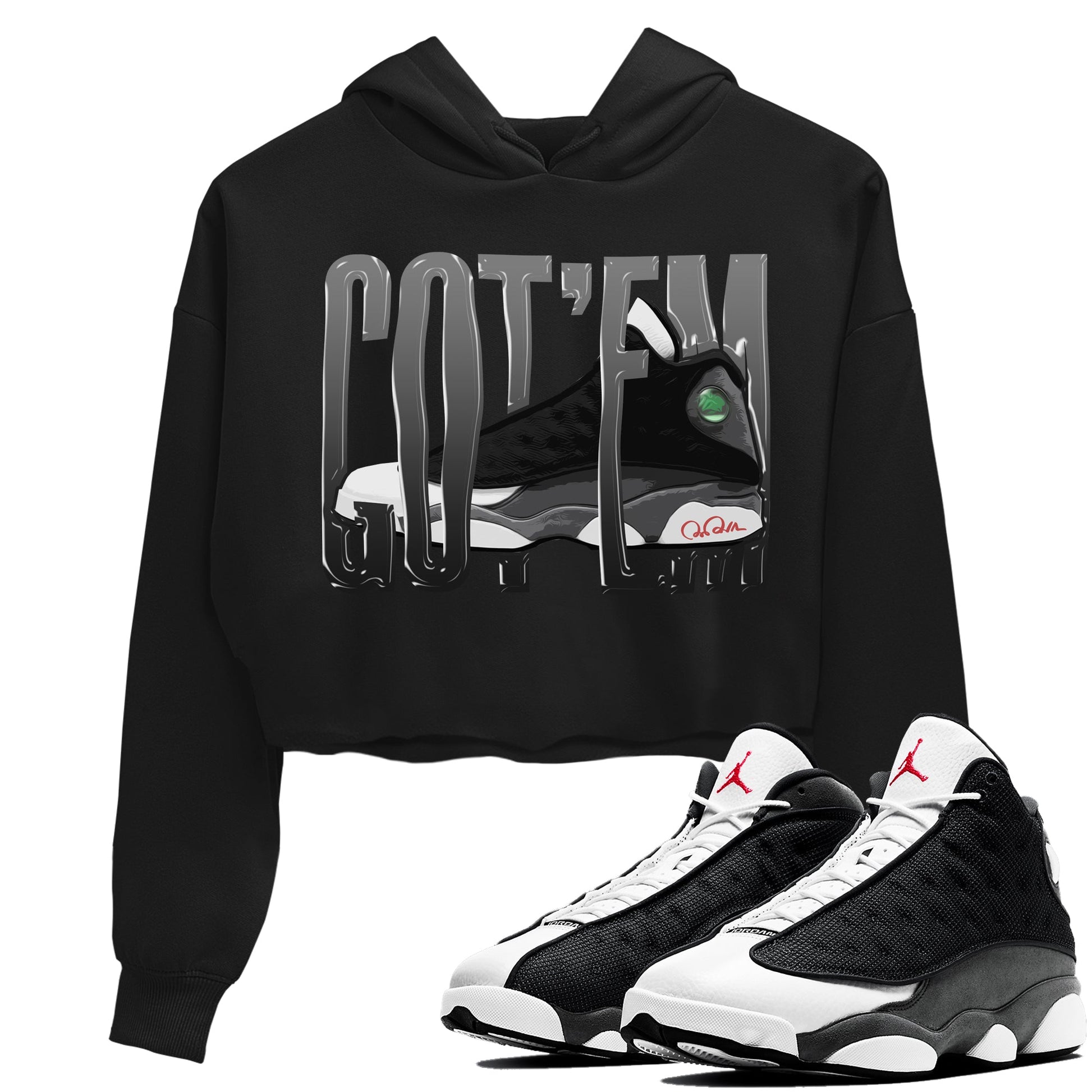 Air Jordan 13 Black Flint Sneaker Match Tees Wiggling Gotem Sneaker Tees AJ13 Retro Black Flint Sneaker Release Tees Women's Shirts Black 1