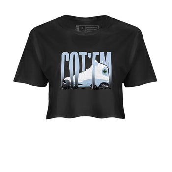 Air Jordan 13 Blue Grey shirt to match jordans Wiggling Gotem sneaker tees AJ13 Blue Grey SNRT Sneaker Release Tees Black 2 crop length shirt