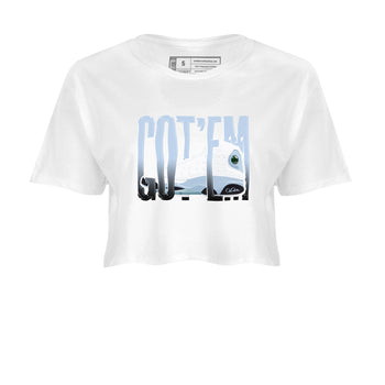 Air Jordan 13 Blue Grey shirt to match jordans Wiggling Gotem sneaker tees AJ13 Blue Grey SNRT Sneaker Release Tees White 2 crop length shirt