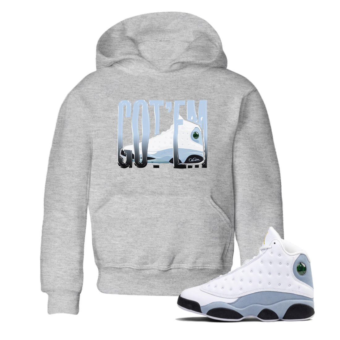 Air Jordan 13 Blue Grey shirt to match jordans Wiggling Gotem sneaker tees AJ13 Blue Grey SNRT sneaker release tees baby toddler Heather Grey 1 cotton Shirt