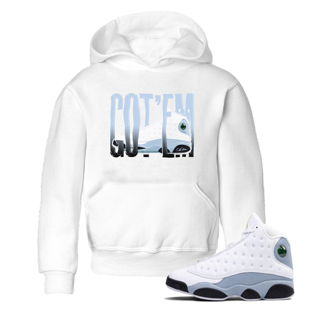 Air Jordan 13 Blue Grey shirt to match jordans Wiggling Gotem sneaker tees AJ13 Blue Grey SNRT sneaker release tees baby toddler White 1 cotton Shirt