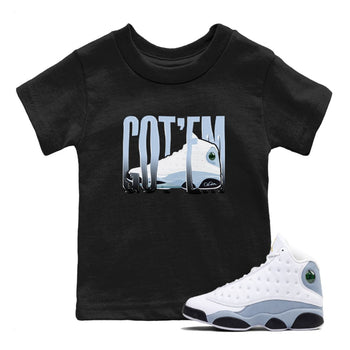 Air Jordan 13 Blue Grey shirt to match jordans Wiggling Gotem sneaker tees AJ13 Blue Grey SNRT sneaker release tees baby toddler Black 1 cotton Shirt