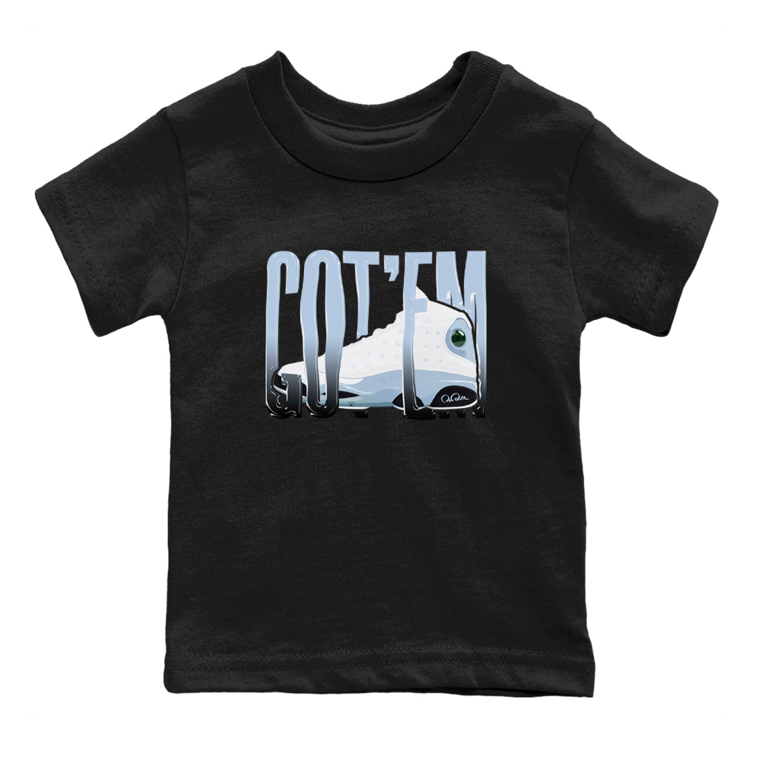 Air Jordan 13 Blue Grey shirt to match jordans Wiggling Gotem sneaker tees AJ13 Blue Grey SNRT sneaker release tees baby toddler Black 2 cotton Shirt